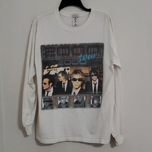 BON JOVI Crush Tour 2000 white long sleeve concert tee shirt Lg JBJ vintage